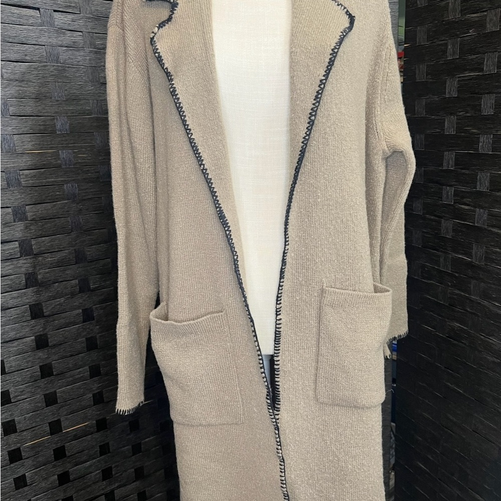 Zaful Beige Cardigan with Black Edging